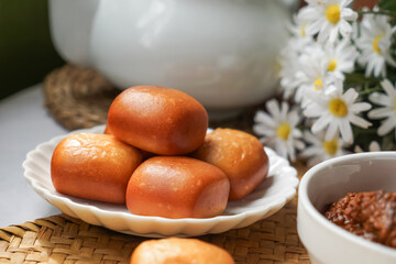 Fried Mantou in white plate