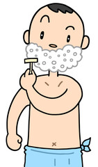 健康のイラスト - 髭剃り・シェービング・清潔・身だしなみ・カミソリ