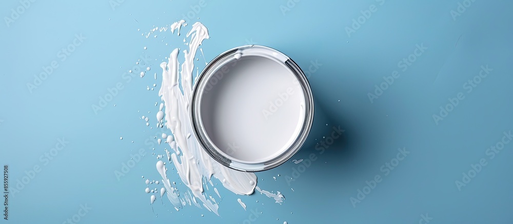 Poster open can of white paint. copy space image. place for adding text and design