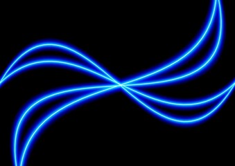 黒背景にカーブした青い光の線
