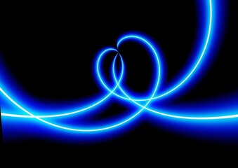 黒背景にカーブした青い光の線