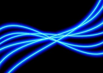黒背景にカーブした青い光の線