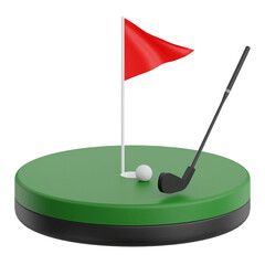 3D render golf field icon illustration. Isolated on transparent background