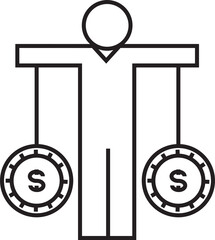 Man Holding Dollar Coins Icon
