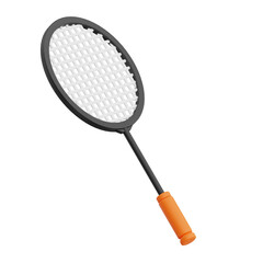 3D render racket badminton icon illustration. Isolated on transparent background