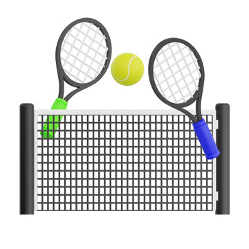 tennis court scene with rackets and ball clip art preview