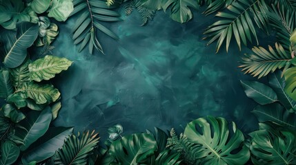 Fototapeta premium floral frame tropical leaves background