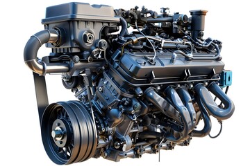 Close-up of big engine on white background