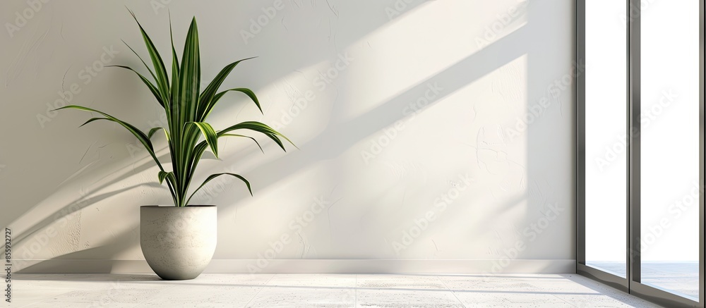 Sticker beautiful plant in stylish room interior. home design idea. copy space image. place for adding text  - Stickers