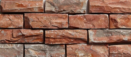 New red brick has a surface like a surface of the stone layer. Copy space image. Place for adding text and design
