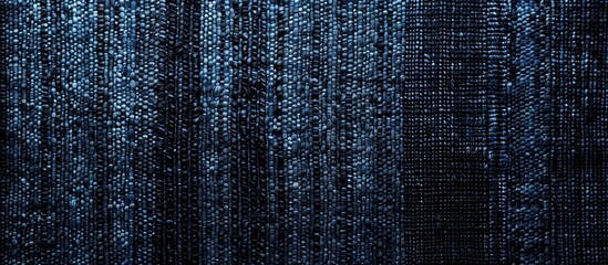 Closeup navy blue color fabric sample texture backdrop.Strip line dark blue,indigo blue colors fabric strip line pattern design,upholstery,textile for decoration interior design or abstract background