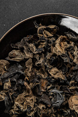 black fungus dried mushroom meal food snack on the table copy space food background rustic top view  