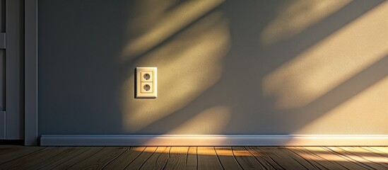 Socket with a light switch on the room wall. Copy space image. Place for adding text and design