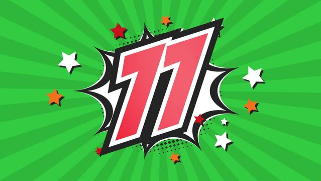 Animation of Number 77 - Seventy-Seven - 77th seventy-seventh
