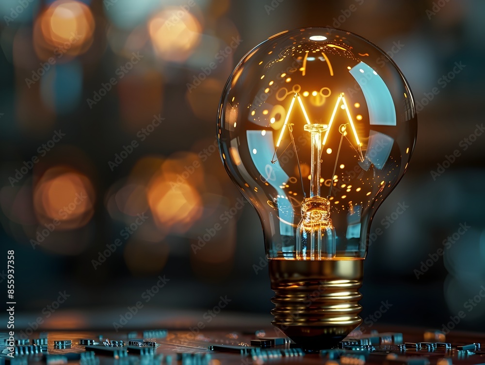 Poster illuminating tech driven ideas a light bulb with a computer chip representing innovative concepts