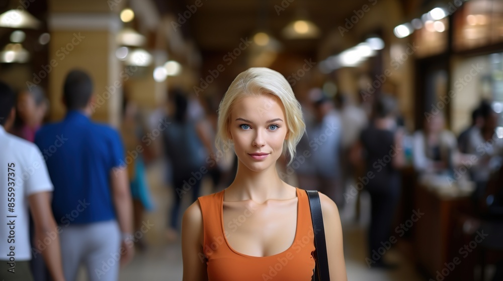 Wall mural woman shopping in mall