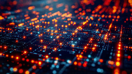 Obraz premium Abstract digital ledger with encrypted data glowing codes 