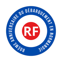 80th anniversary d-day landing in Normandy symbol icon in French language	