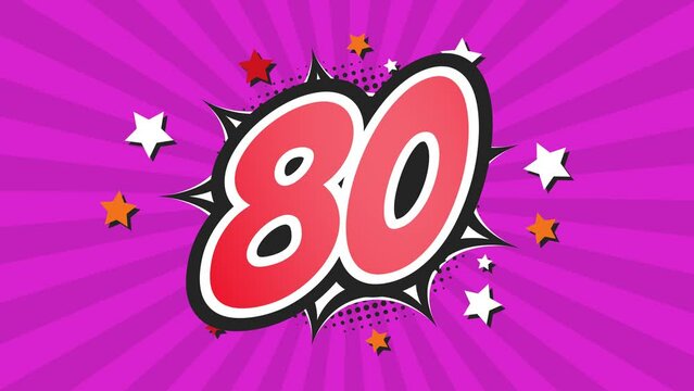 Animation of Number 80 - Eighty - 80th eightieth