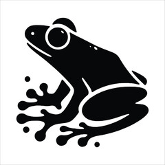 Frog Silhouette isolated on white background sitting frog vector shape icon