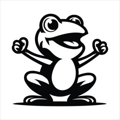 Happy Frog mascot vector illustration black Silhouette isolated on white background