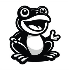 Happy Frog mascot vector illustration black Silhouette isolated on white background