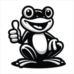 Happy Frog mascot vector illustration black Silhouette isolated on white background