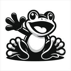 Happy Frog mascot vector illustration black Silhouette isolated on white background