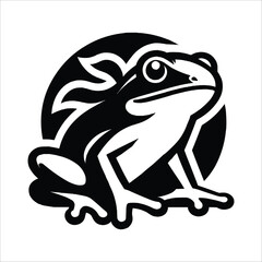 Happy Frog mascot vector illustration black Silhouette isolated on white background