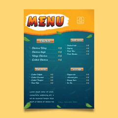 Fototapeta premium Restaurant Menu for fried chicken restaurants and others