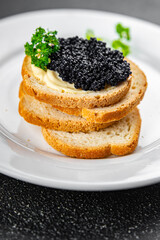caviar lump fish seafood black caviar fresh meal food snack on the table copy space food background rustic top view