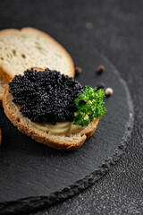 caviar lump fish seafood black caviar fresh meal food snack on the table copy space food background rustic top view