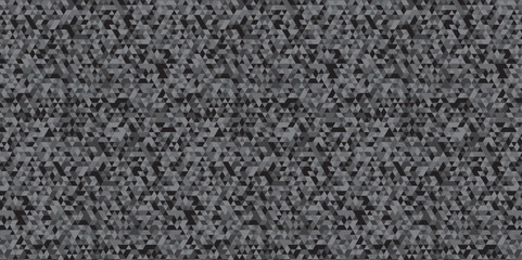 Abstract geometric black and gray background seamless mosaic and low polygon triangle texture wallpaper. Triangle shape retro wall grid pattern geometric ornament tile vector square element.