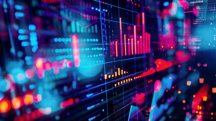 Fototapeta premium Cryptocurrency market analysis digital graphs professional look 