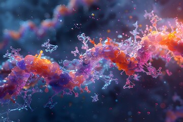 Fototapeta premium Purple and orange cells close-up