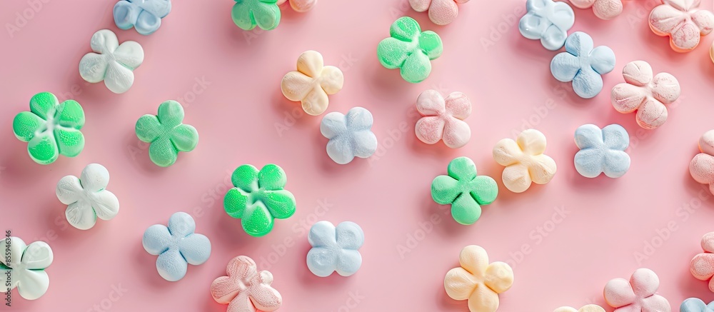 Wall mural a little lucky charm pastel background summer isolated. copy space image. place for adding text and 