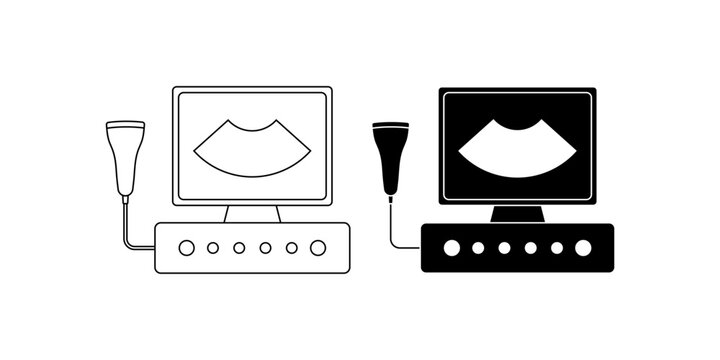 Medical ultrasound icon set isolated on white background
