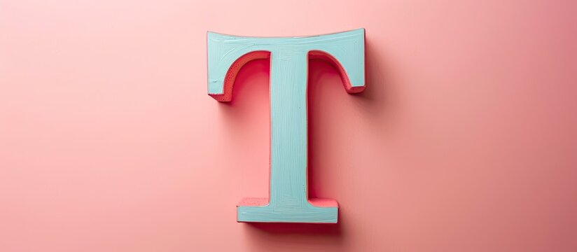 letter t Isolated on pastel background  Texture  Design. Copy space image. Place for adding text and design