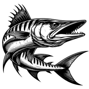 recommend clip art: Illustration of Barracuda, awesome creature of under water blue sea, barracuda vector art.