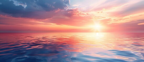 Background sky during sunset and water reflections. Copy space image. Place for adding text and design