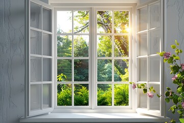 View of garden through window