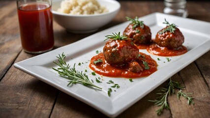 Delicious fresh meatballs in tomato sauce 