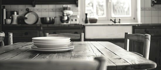 A domestic kitchen table - Offset. Copy space image. Place for adding text and design