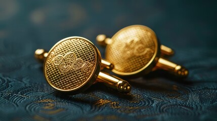 A pair of gold cufflinks with engraved patterns, showcasing gold's use in high-end fashion and as a valuable store of wealth