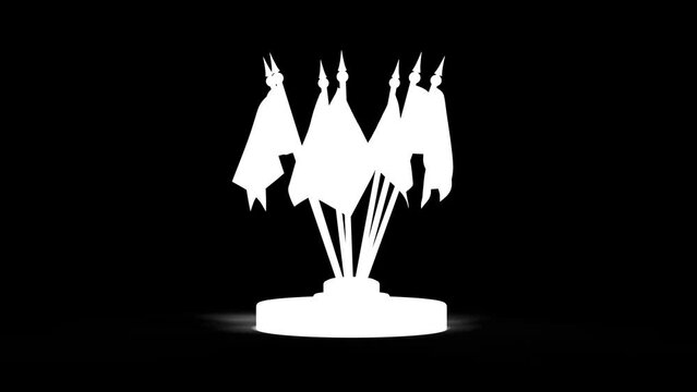 7 mini flags of the G7 countries on a base that rotates on itself