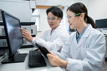 doctor working with tablet in lab