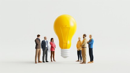 Concept of business teamwork and ideas. 3D illustration with cartoon characters.