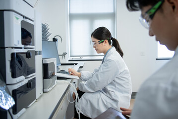 doctor working with tablet in lab