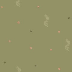 Watercolor cactus seamless pattern, green cactus with tiny pink flowers, hand draw repeat pattern, green background
