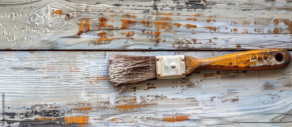 Poster tool on painted wood background. soft focus. copy space image. place for adding text and design